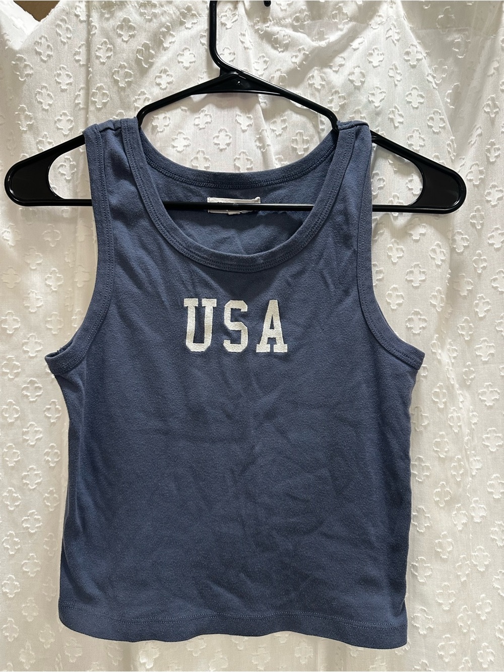 USA Graphic Crop Top- Blue